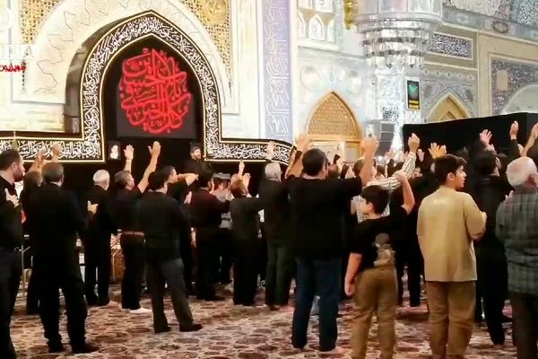 زائران در حرم امام رضا(علیه السلام) با عشق و وفا دادی صدای حق را بلند کردند